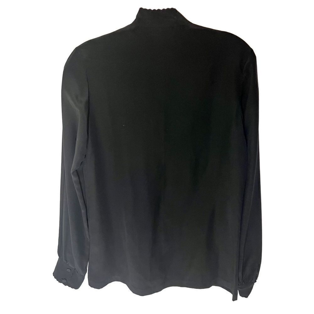 Vtg Garfinckel’s Black Cut Out Decor Frog Closure Blouse sz 10 See Measurements - Picture 3 of 11